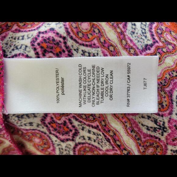 Laundry by Shelli Segal XL tan pink & orange print blouse - Picture 4 of 4